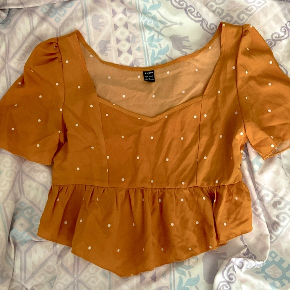 SHEIN Yellow Polka Dot Crop Top SM Size 4 - Picture 1 of 3